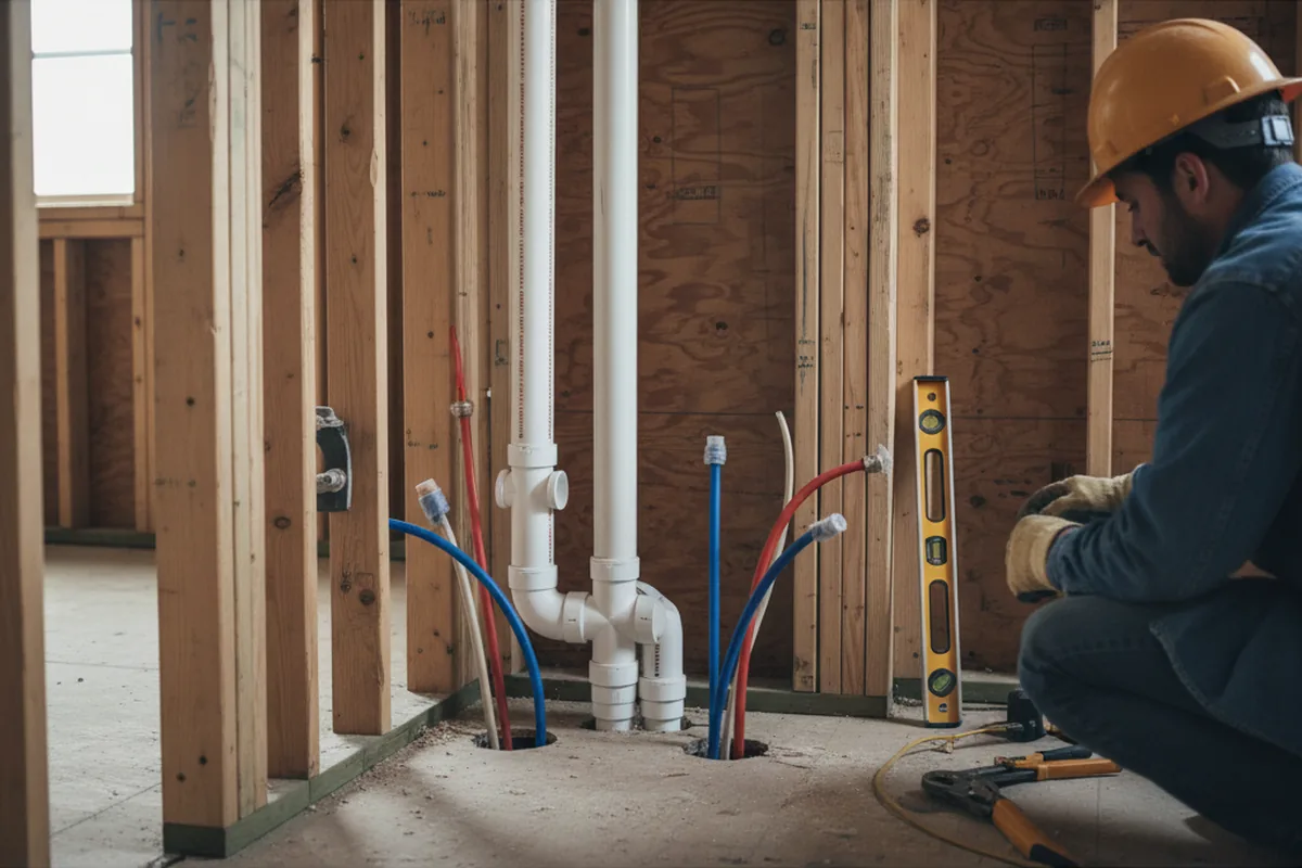Drain and supply rough-in during Drain Cleaning in Radford